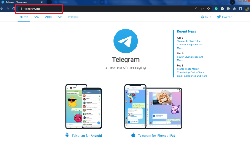 Situs resmi Telegram