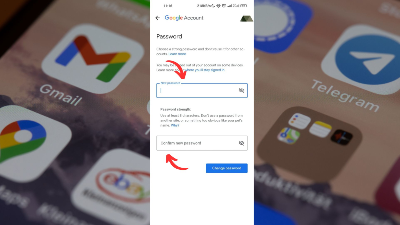 Screenshot laman penggantian password
