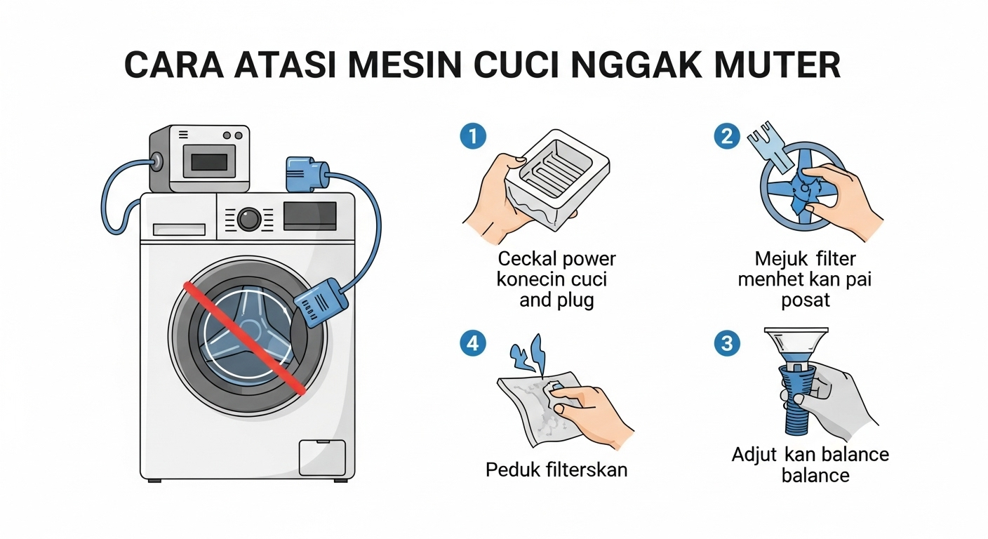 Cara Atasi Mesin Cuci Nggak Muter