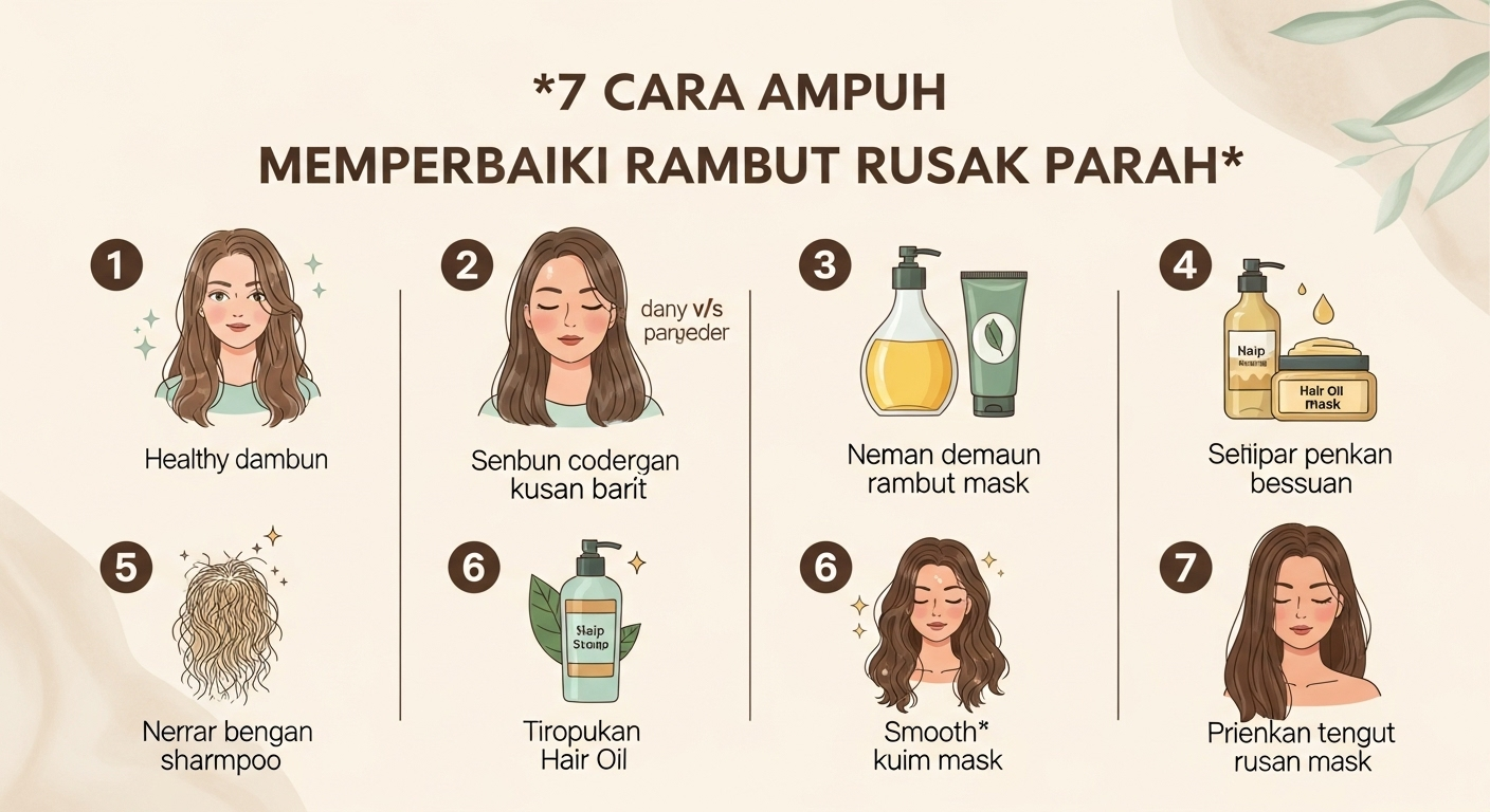 7 Cara Ampuh Memperbaiki Rambut Rusak Parah