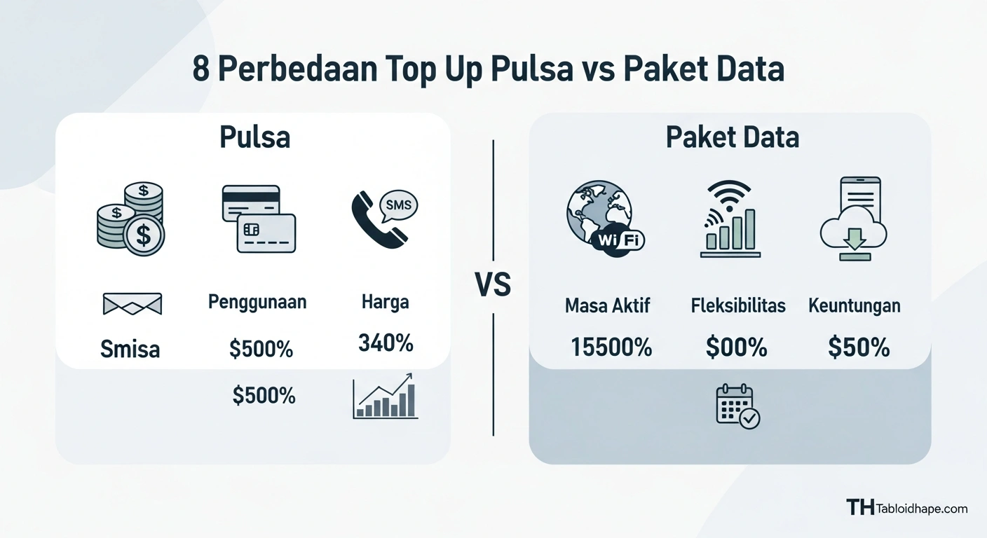 8 Perbedaan Top Up Pulsa vs Paket Data: Pilih yang Lebih Hemat 1 8 Perbedaan Top Up Pulsa vs Paket Data: Pilih yang Lebih Hemat